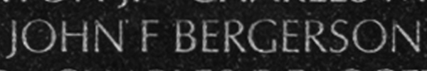 2nd Lieutenant John Francis Bergerson's name inscribed on The Wall.